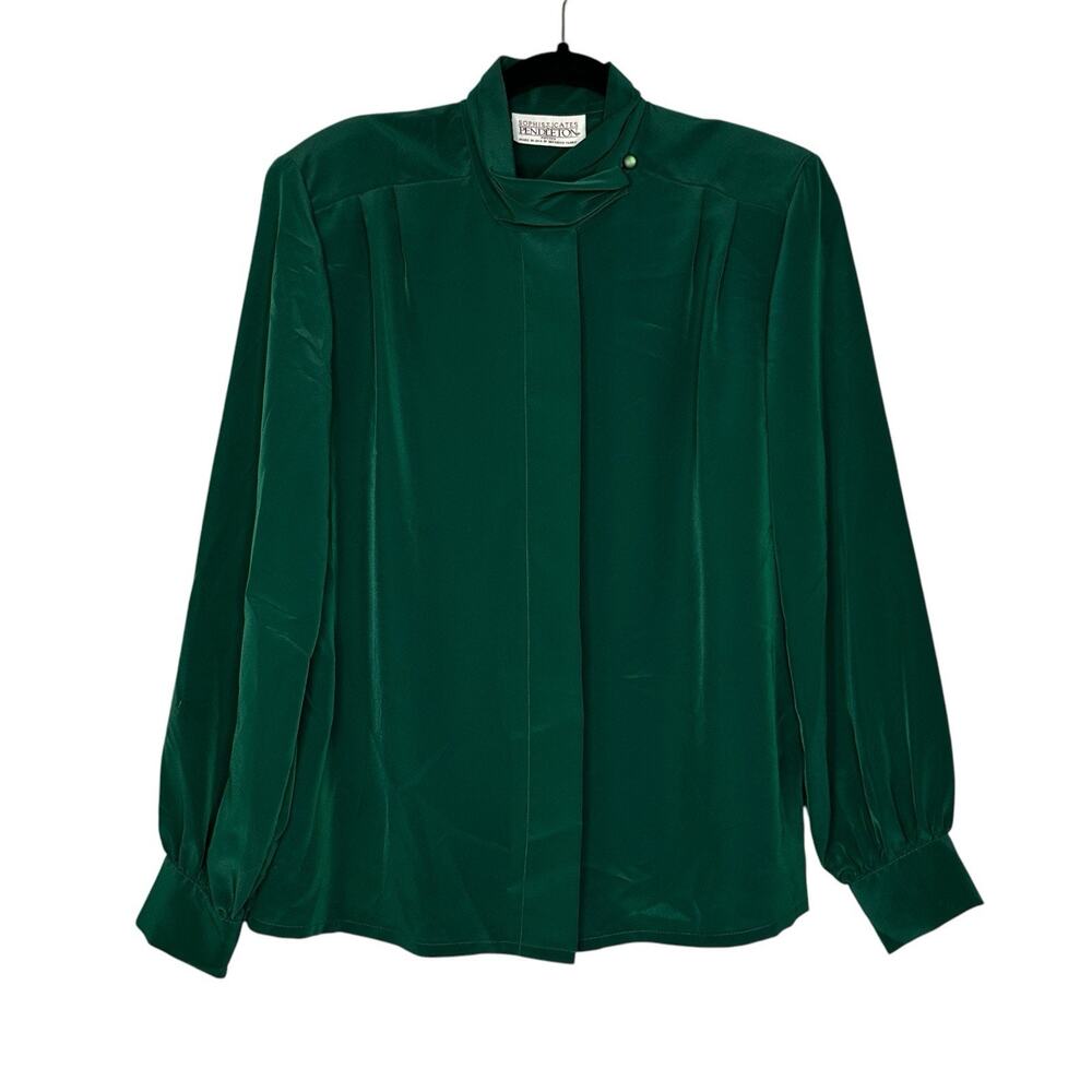 Vintage Sophisticates Petite Pendleton Green Blouse Made In USA Size 14